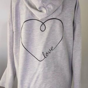 XL Mix & Co. Womens Long Sleeve Gray Hoodie Heart On Back (Love) C6154
